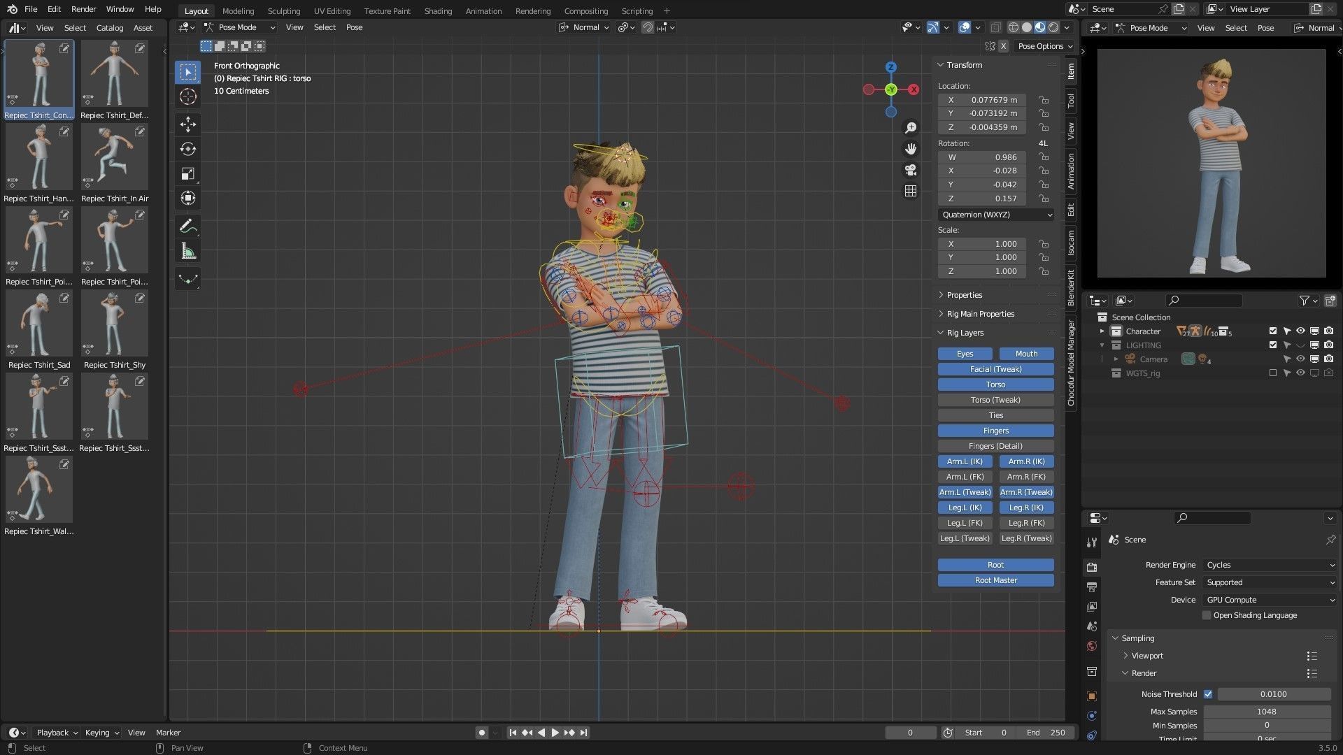 Man Boy Teen Cartoon Character Low-poly 3D model_2