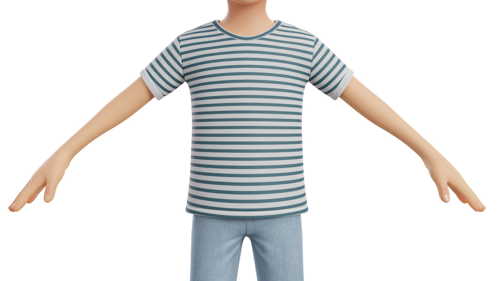 Man Boy Teen Cartoon Character Low-poly 3D model_23