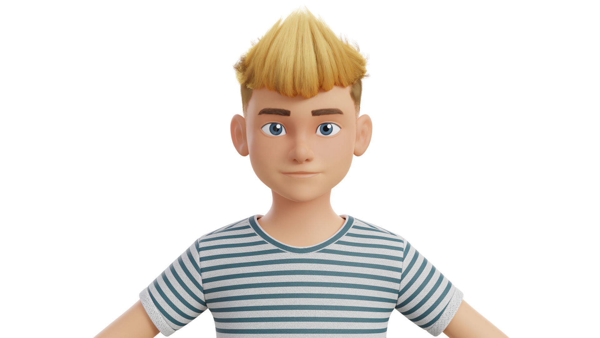 Man Boy Teen Cartoon Character Low-poly 3D model_22