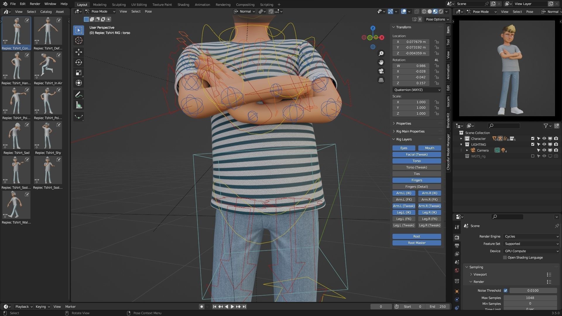 Man Boy Teen Cartoon Character Low-poly 3D model_8