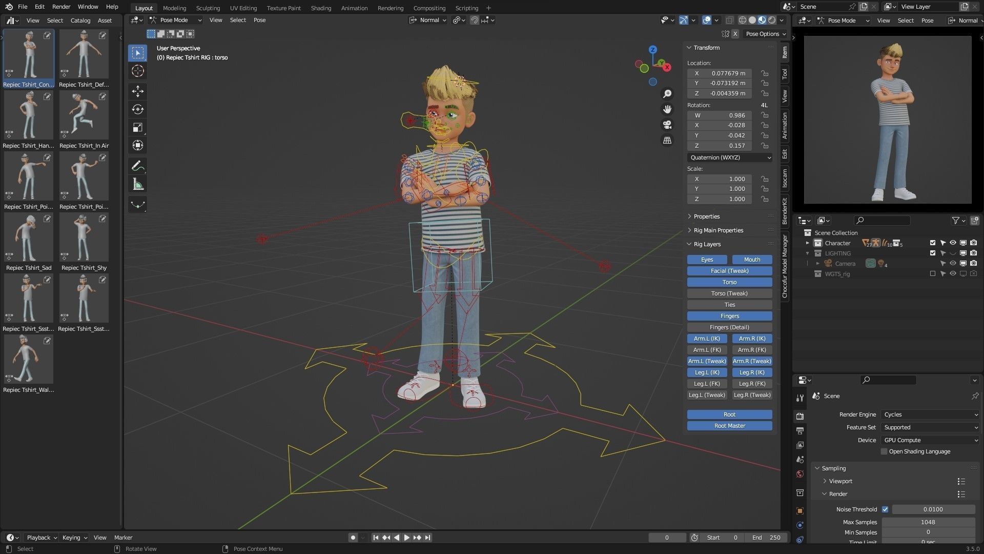 Man Boy Teen Cartoon Character Low-poly 3D model_5