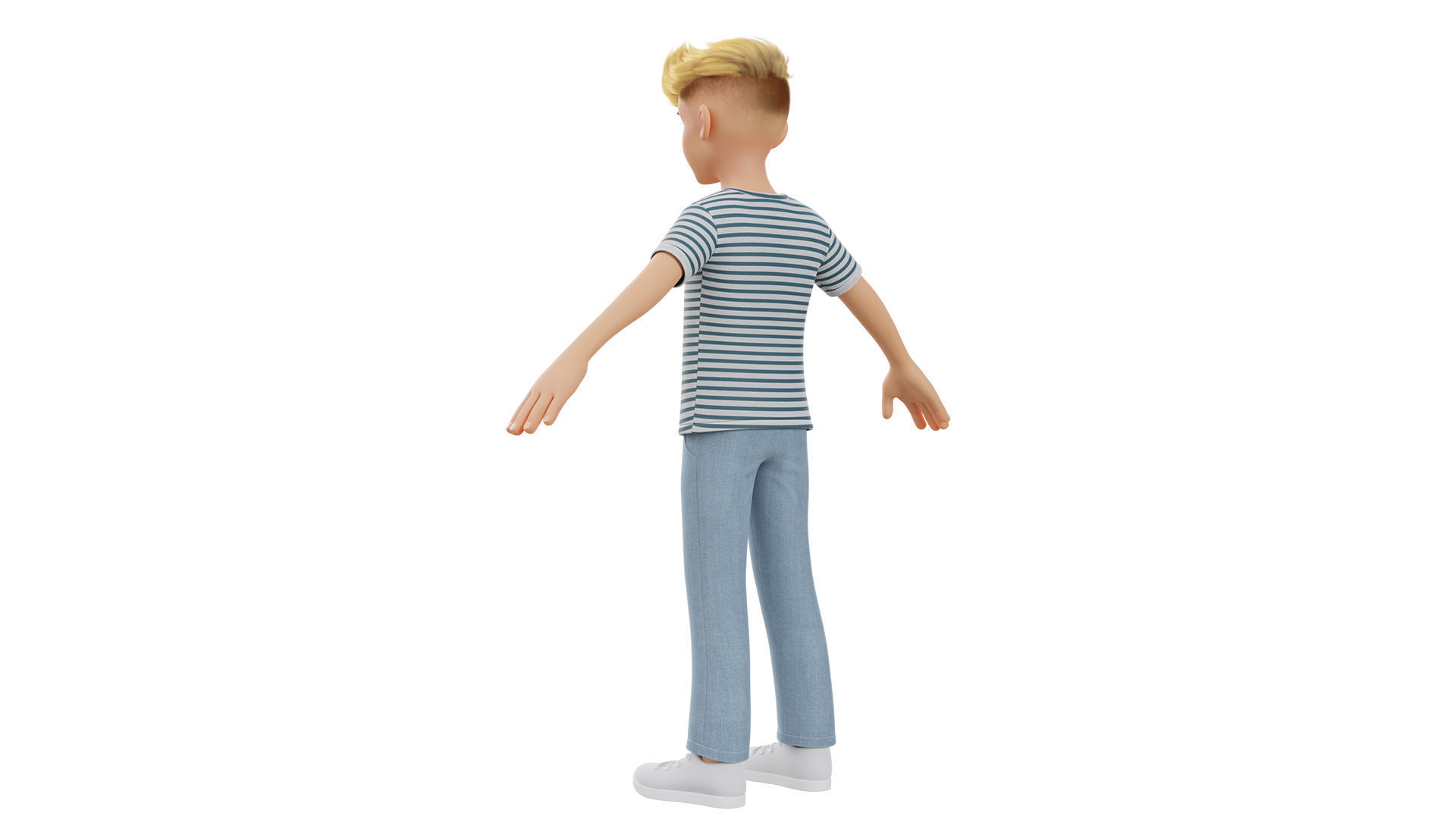 Man Boy Teen Cartoon Character Low-poly 3D model_20