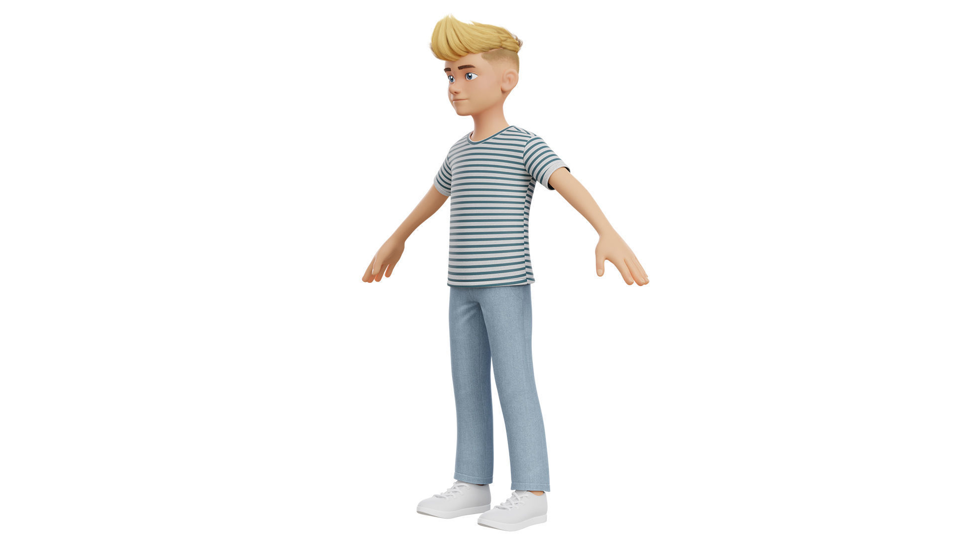 Man Boy Teen Cartoon Character Low-poly 3D model_18