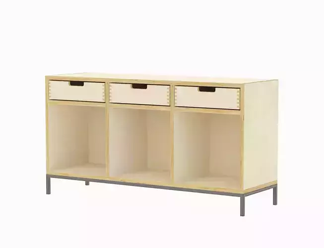 Low-Poly White Birch Plywood Record Shelf