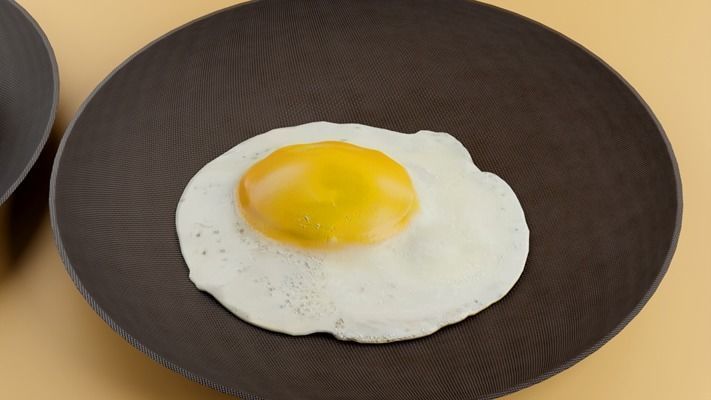 Boiled and fried EGGS Low-poly 3D model_9