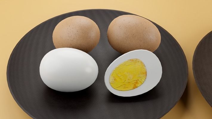Boiled and fried EGGS Low-poly 3D model_3