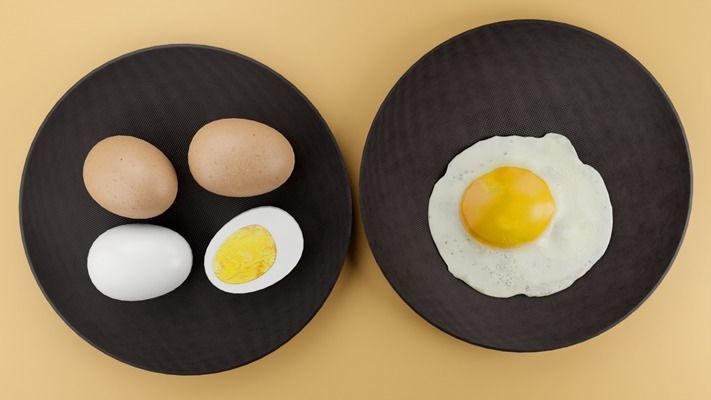 Boiled and fried EGGS Low-poly 3D model_5