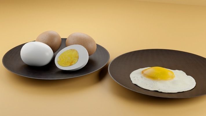 Boiled and fried EGGS Low-poly 3D model_8