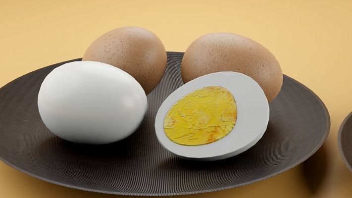 Boiled and fried EGGS Low-poly 3D model_7