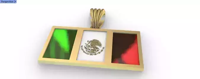 Mexico Flag Pendant Necklace charm Enamel  Jewelry Gifts 3D print model