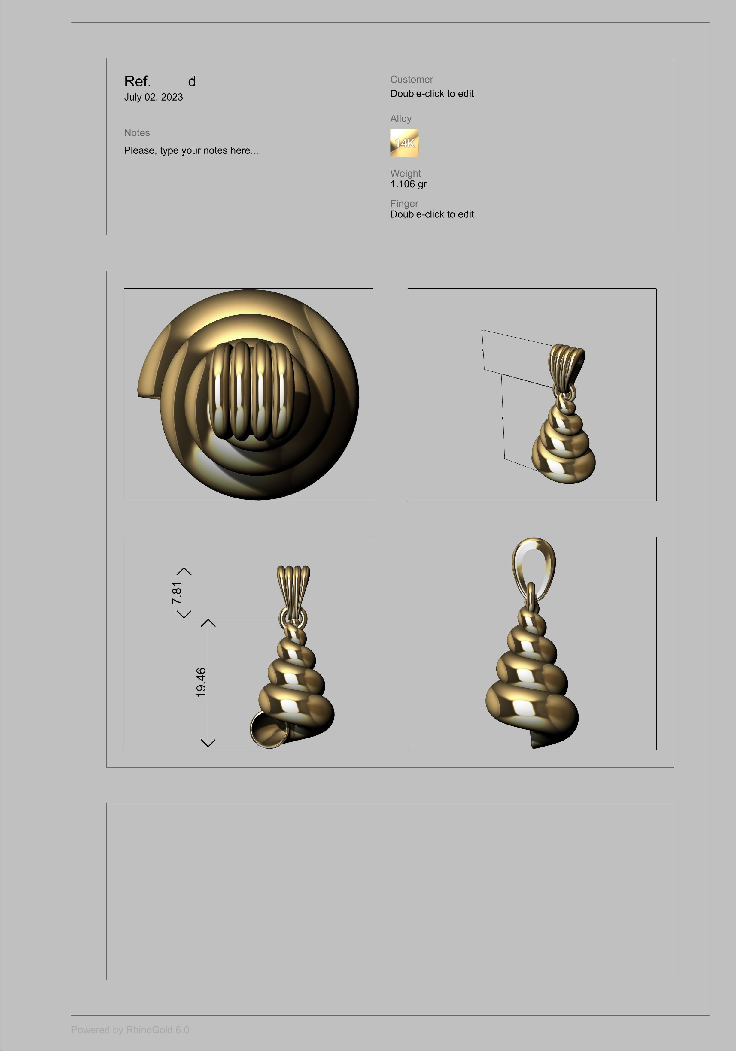 Spiral Shell Pendants 3D model Seashell Charms necklace 3D  3D print model_9