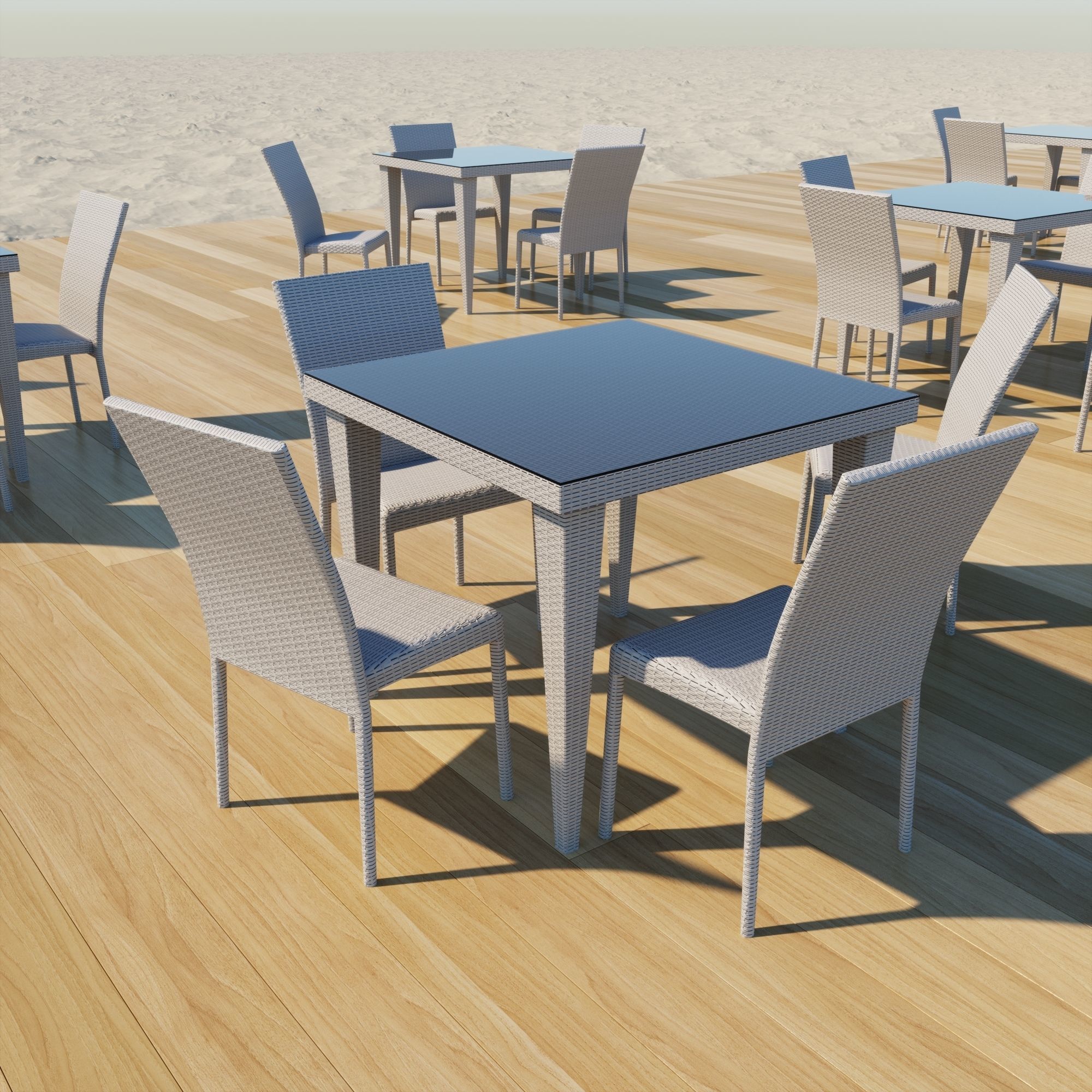 Shade Canopyvs rocks and sand vs rotang table and stool 3D model_7