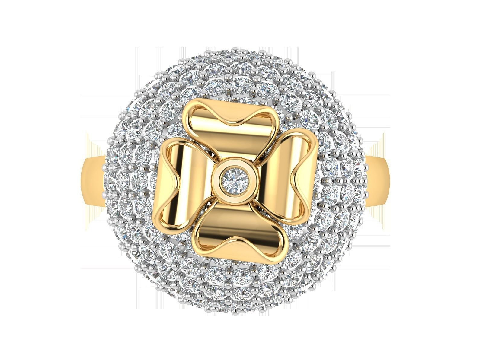 Ring with flower 3D print model_3