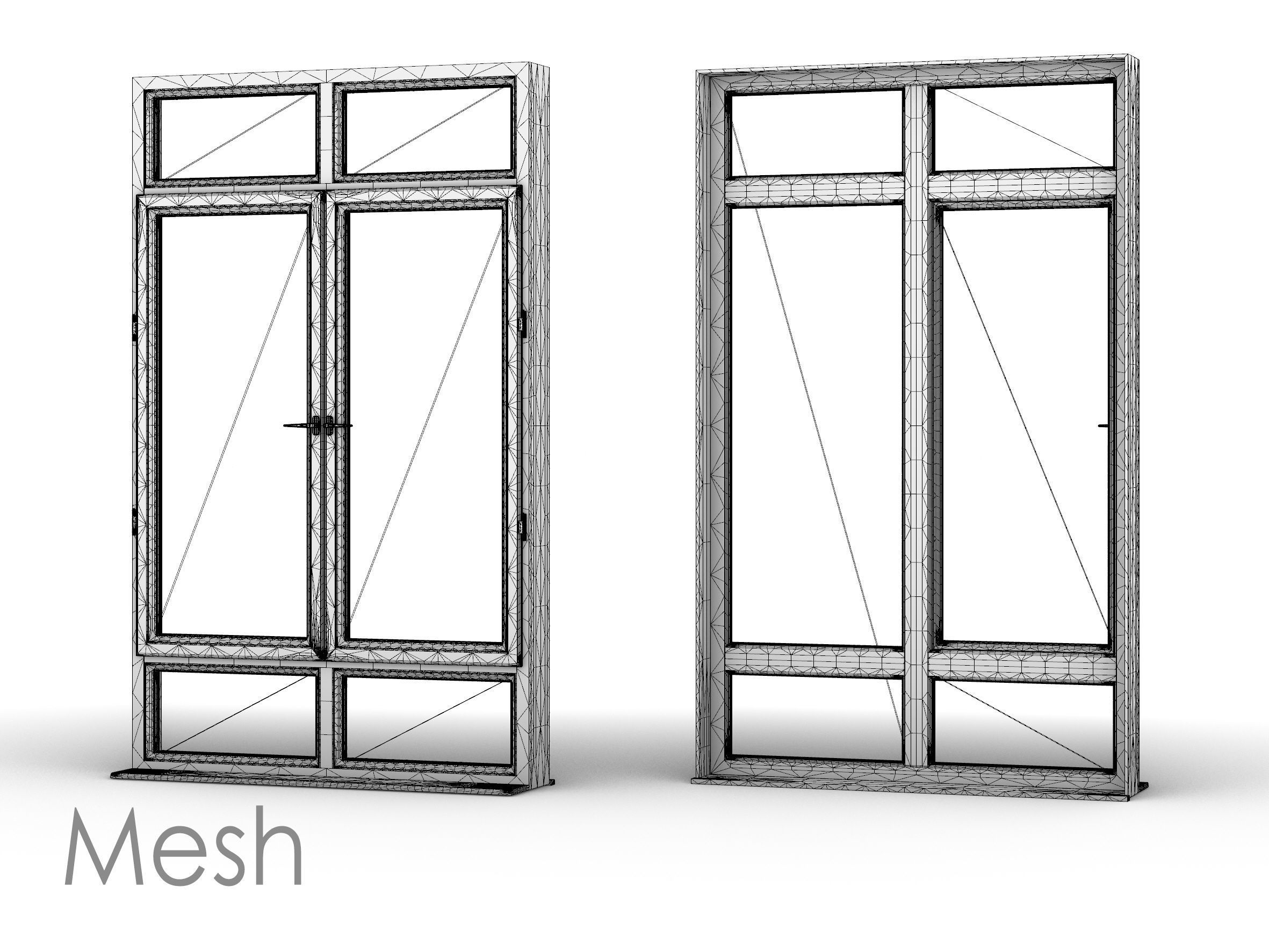 UPVC windows with frame collection 3D model_9