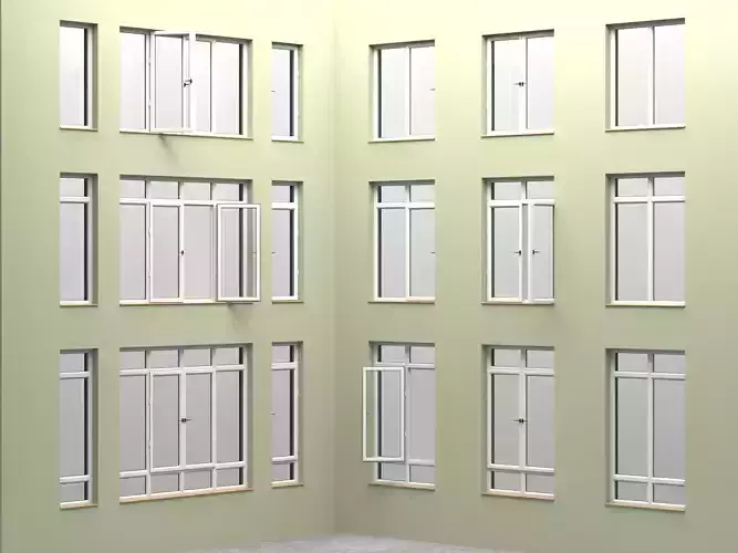 UPVC windows with frame collection 3D model