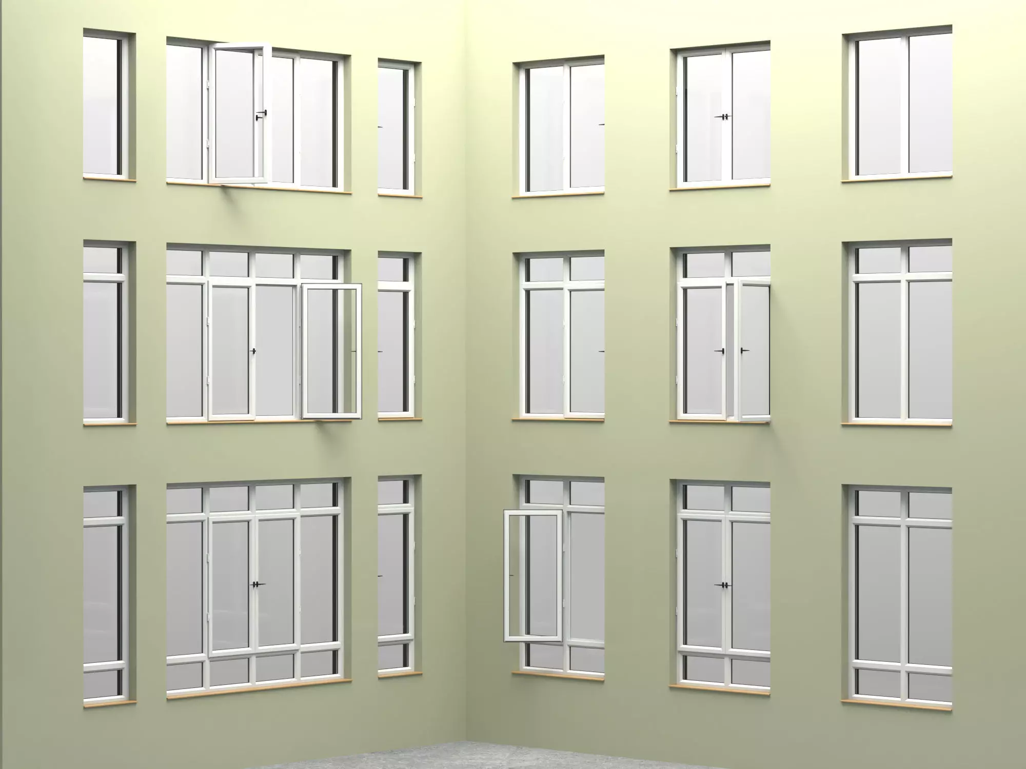 UPVC windows with frame collection 3D model_0