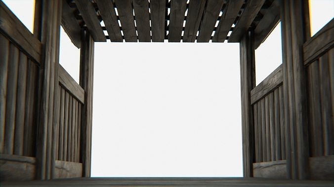 Old Wooden Medieval Building Shed 1 Low-poly 3D model 3