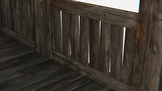Old Wooden Medieval Building Shed 1 Low-poly 3D model 7