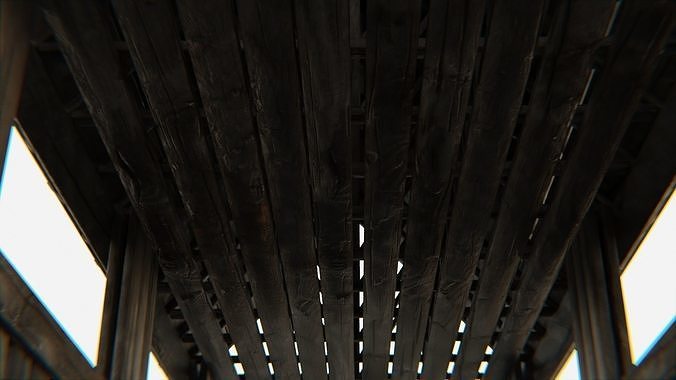 Old Wooden Medieval Building Shed 1 Low-poly 3D model 5