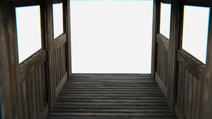 Old Wooden Medieval Building Shed 1 Low-poly 3D model 6