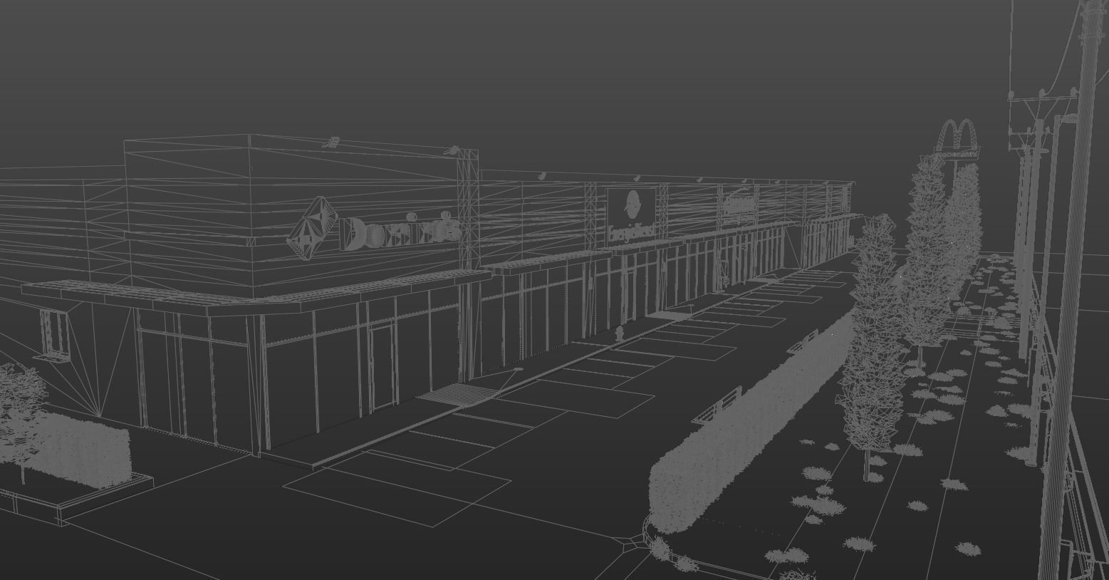 Strip mall shops 3D model_10