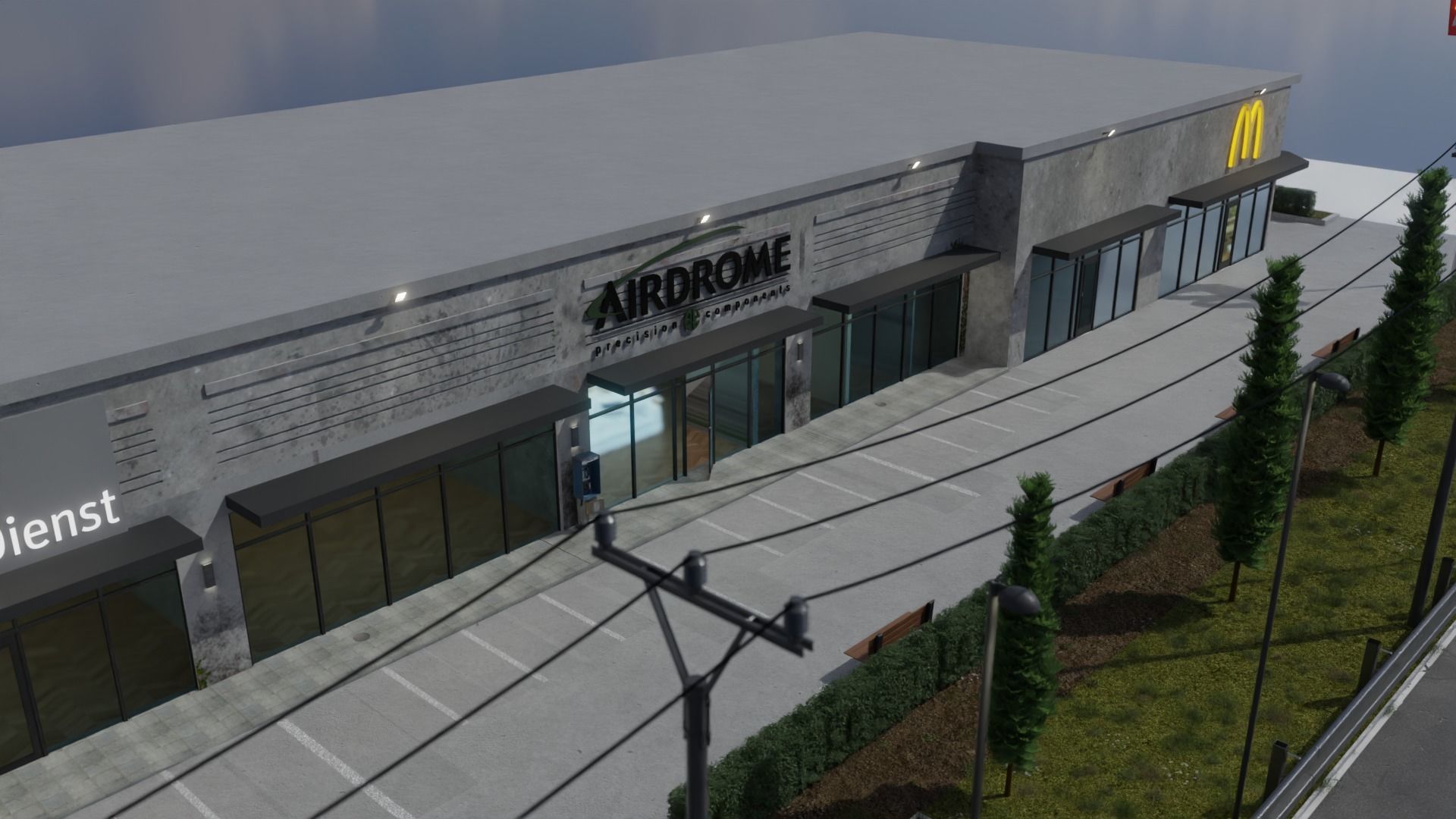 Strip mall shops 3D model_8