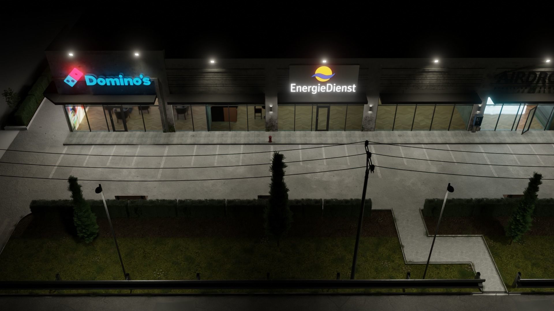 Strip mall shops 3D model_5