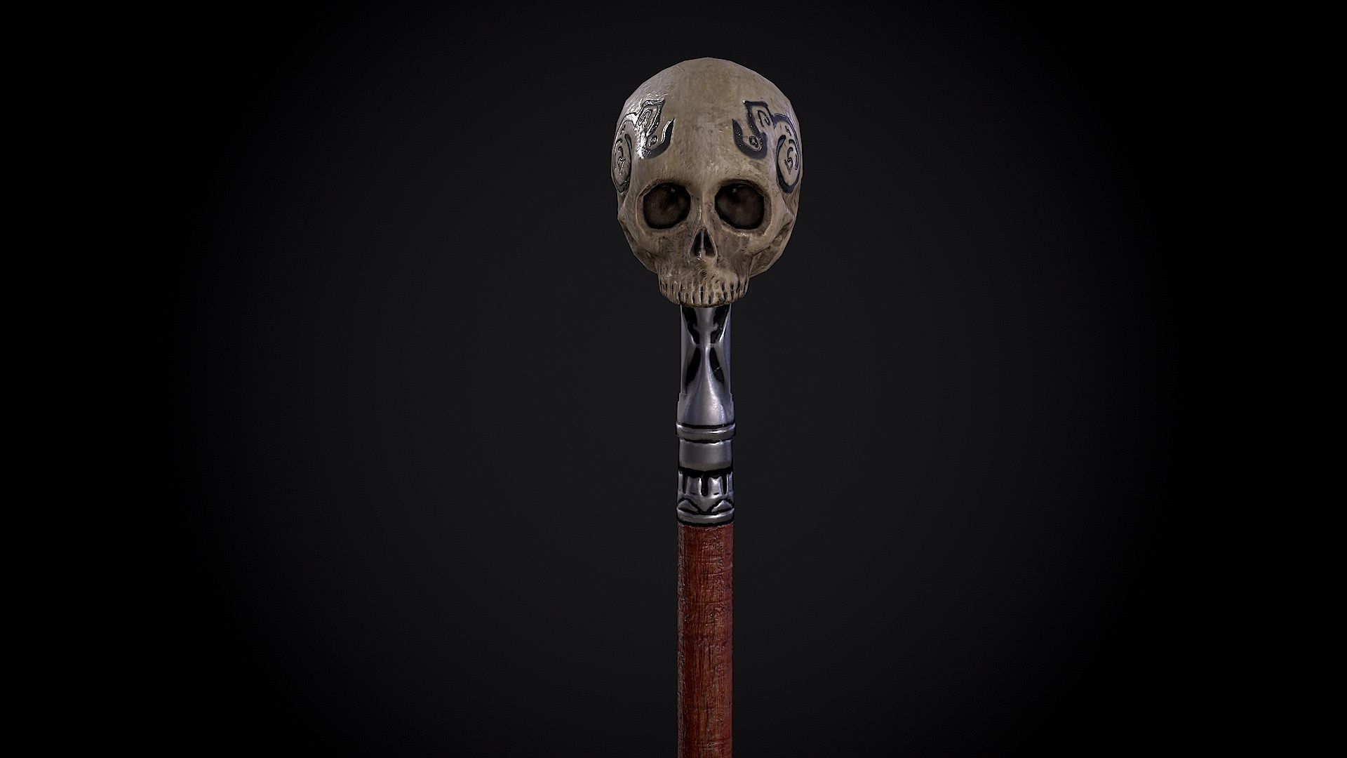 Cane with a skull Low-poly 3D model_3