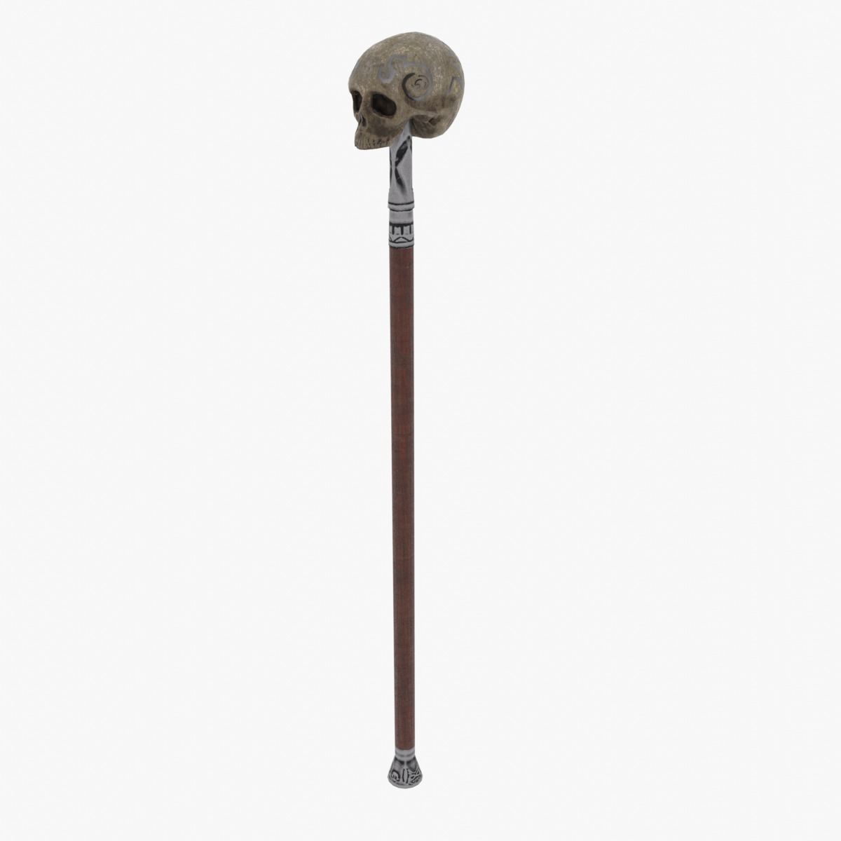 Cane with a skull Low-poly 3D model_10