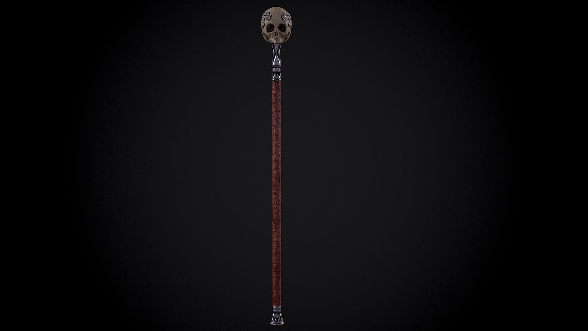Cane with a skull Low-poly 3D model_1
