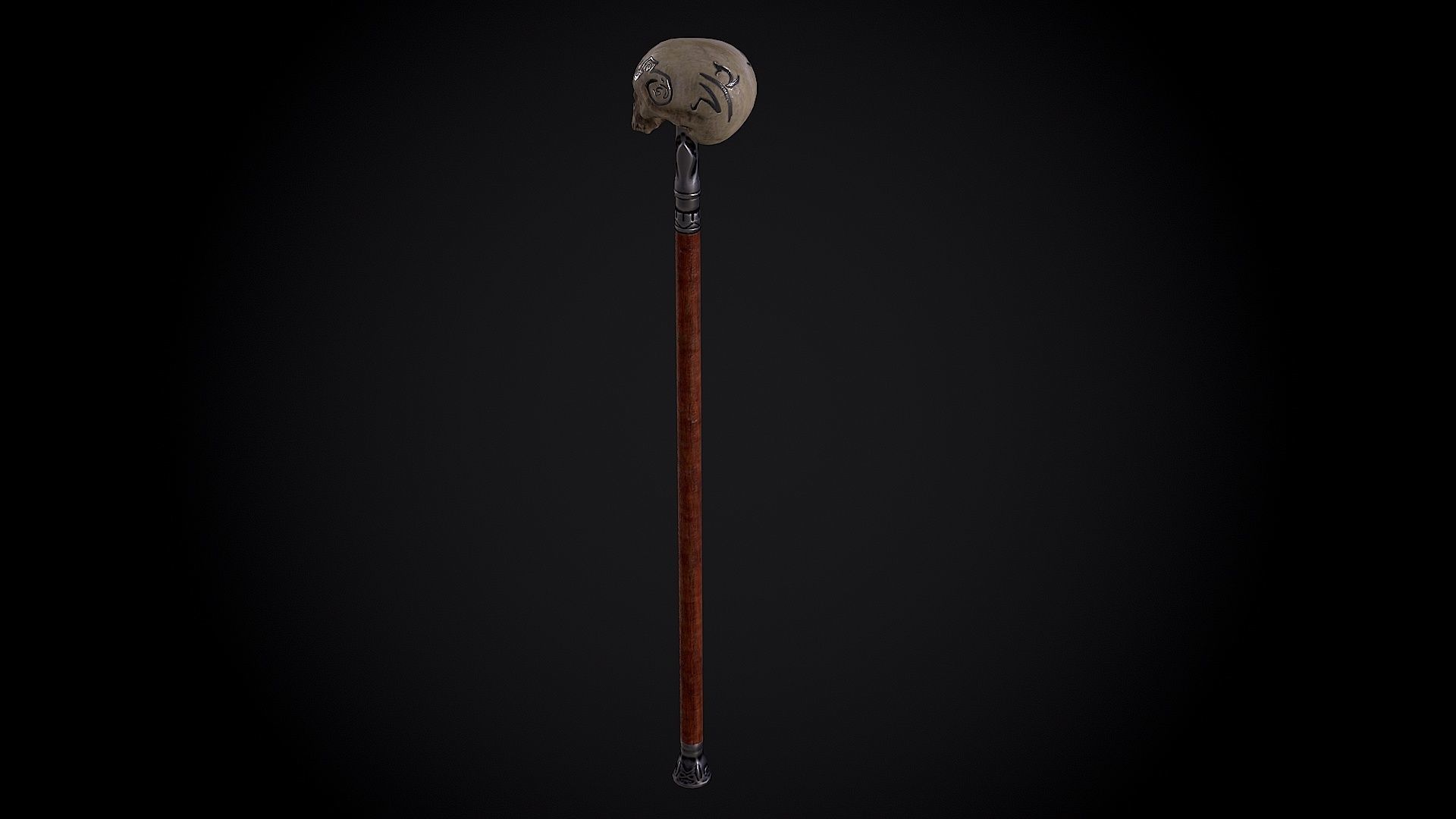 Cane with a skull Low-poly 3D model_2