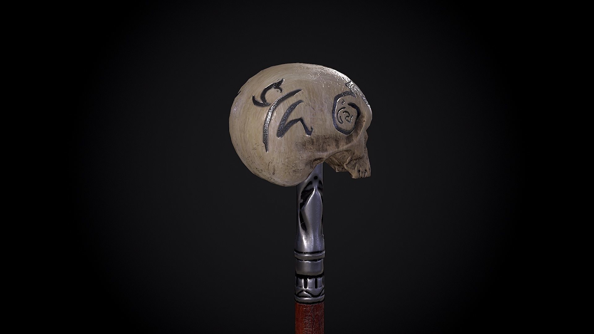 Cane with a skull Low-poly 3D model_6
