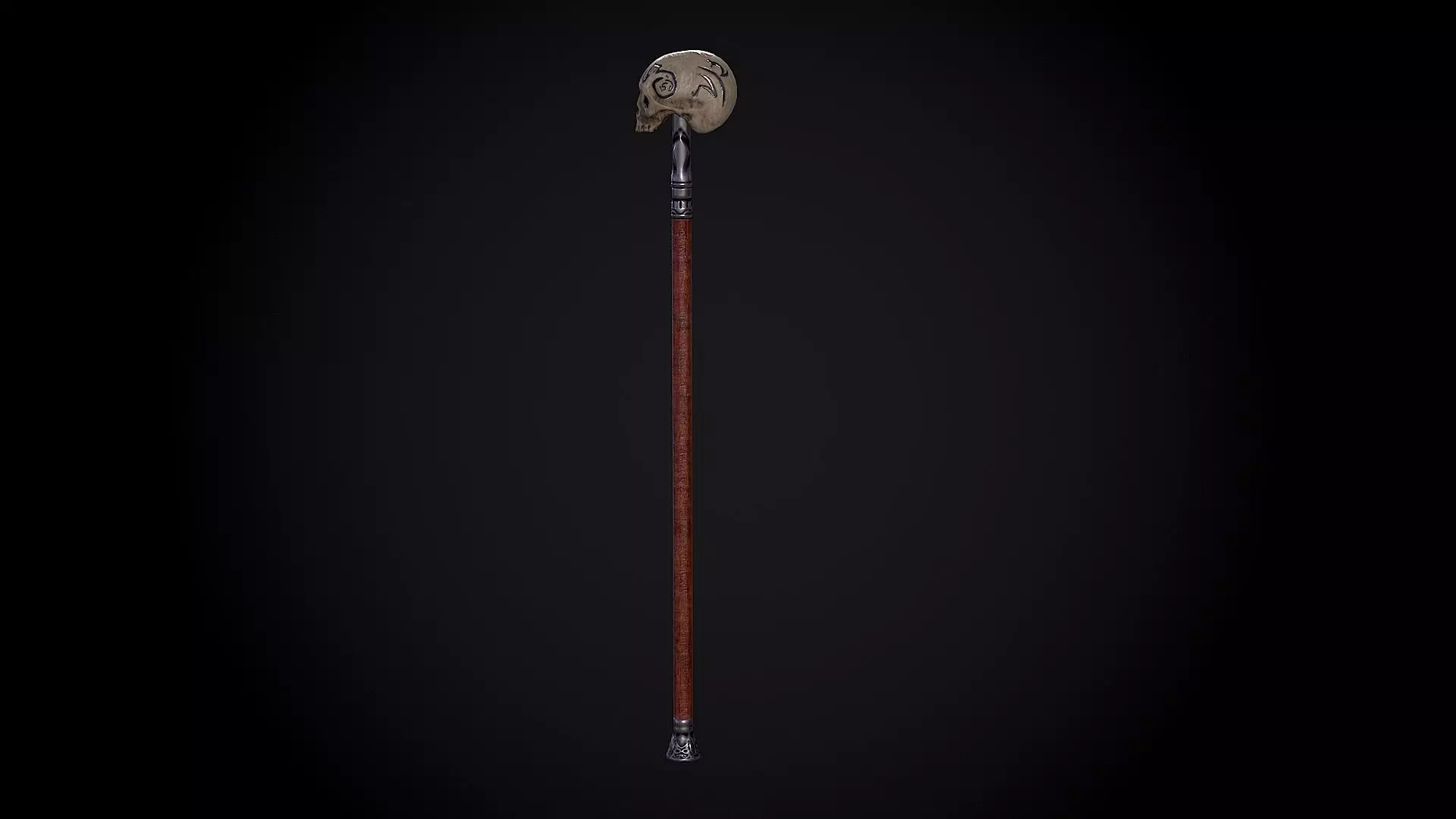 Cane with a skull Low-poly 3D model_0