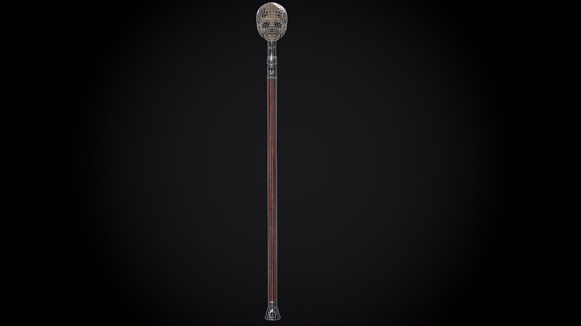 Cane with a skull Low-poly 3D model_7