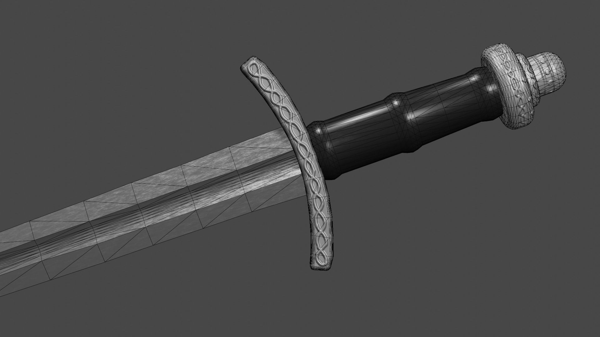 Excalibur sword with Caroling handle Low-poly 3D model_14