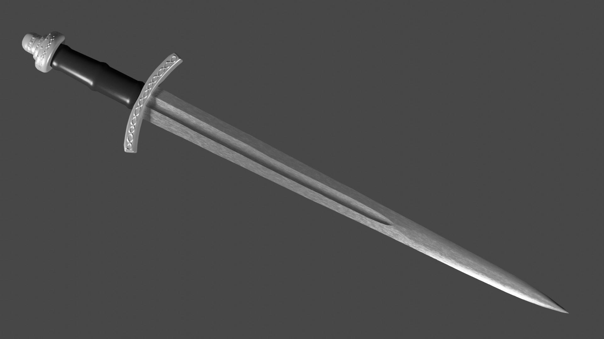 Excalibur sword with Caroling handle Low-poly 3D model_1