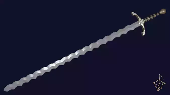 Flamberge sword with Excalibur handle