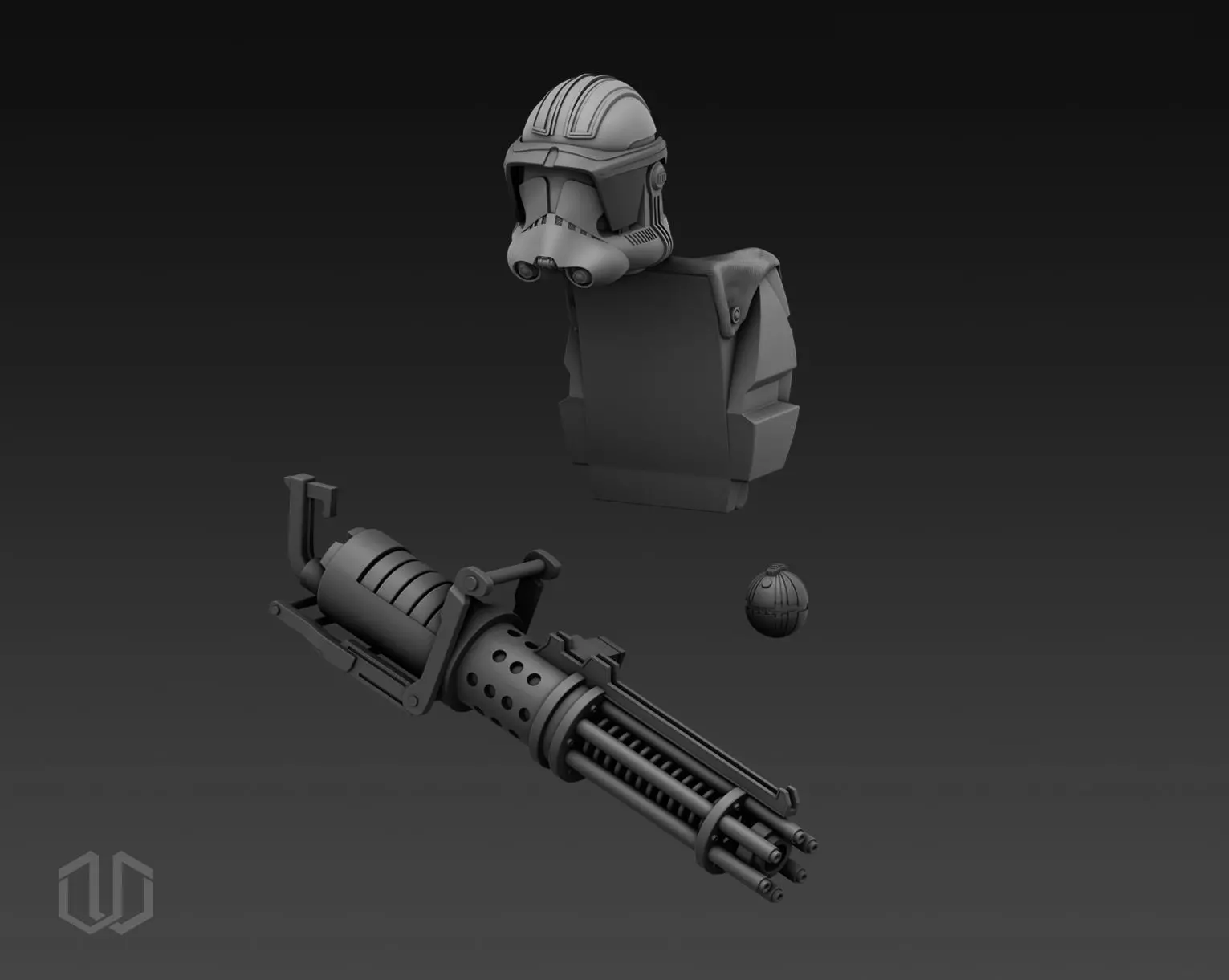 Star Wars Clone Trooper Phase 2 Heavy Gunner Figure Kit 3D print model_0
