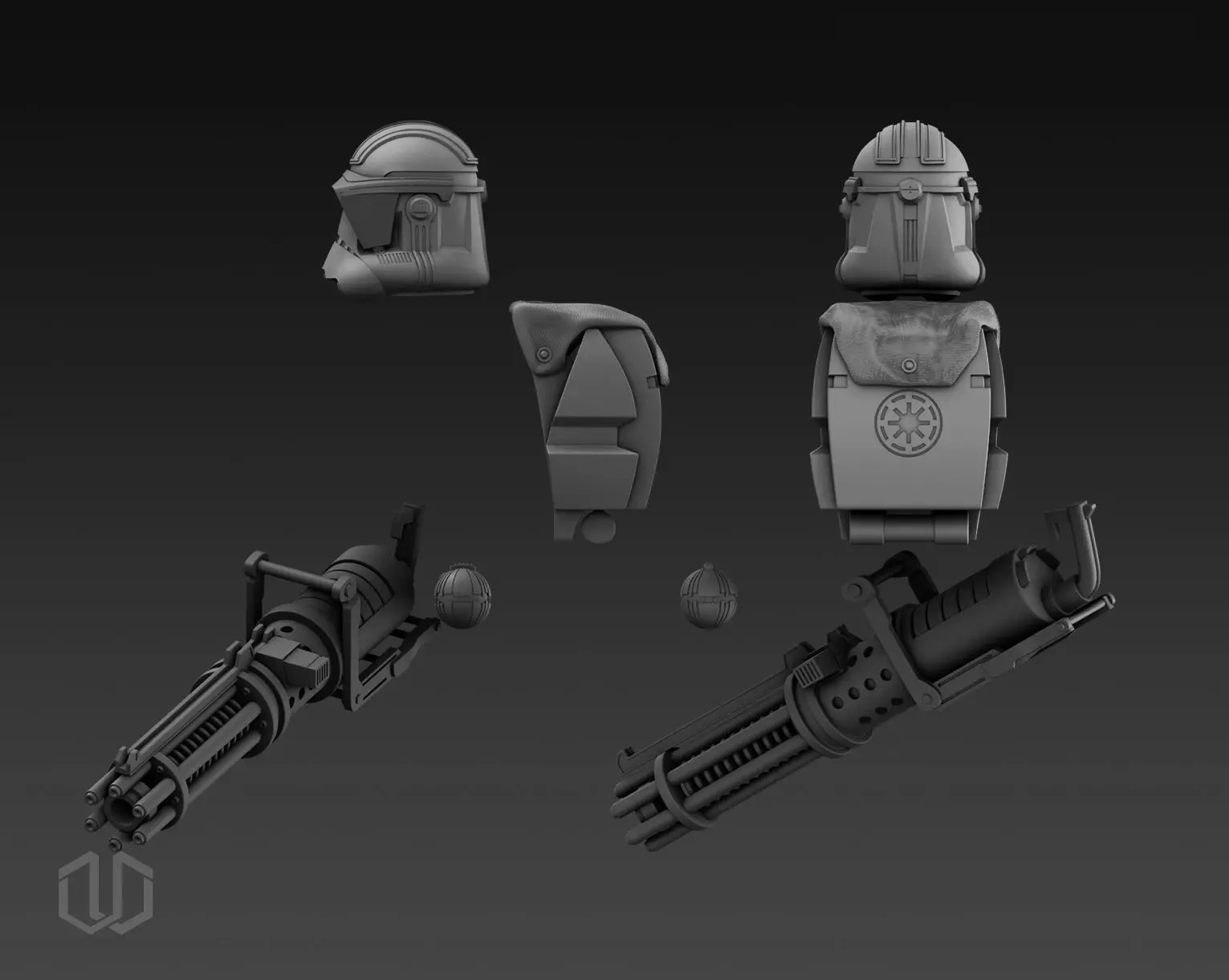 Star Wars Clone Trooper Phase 2 Heavy Gunner Figure Kit 3D print model_1