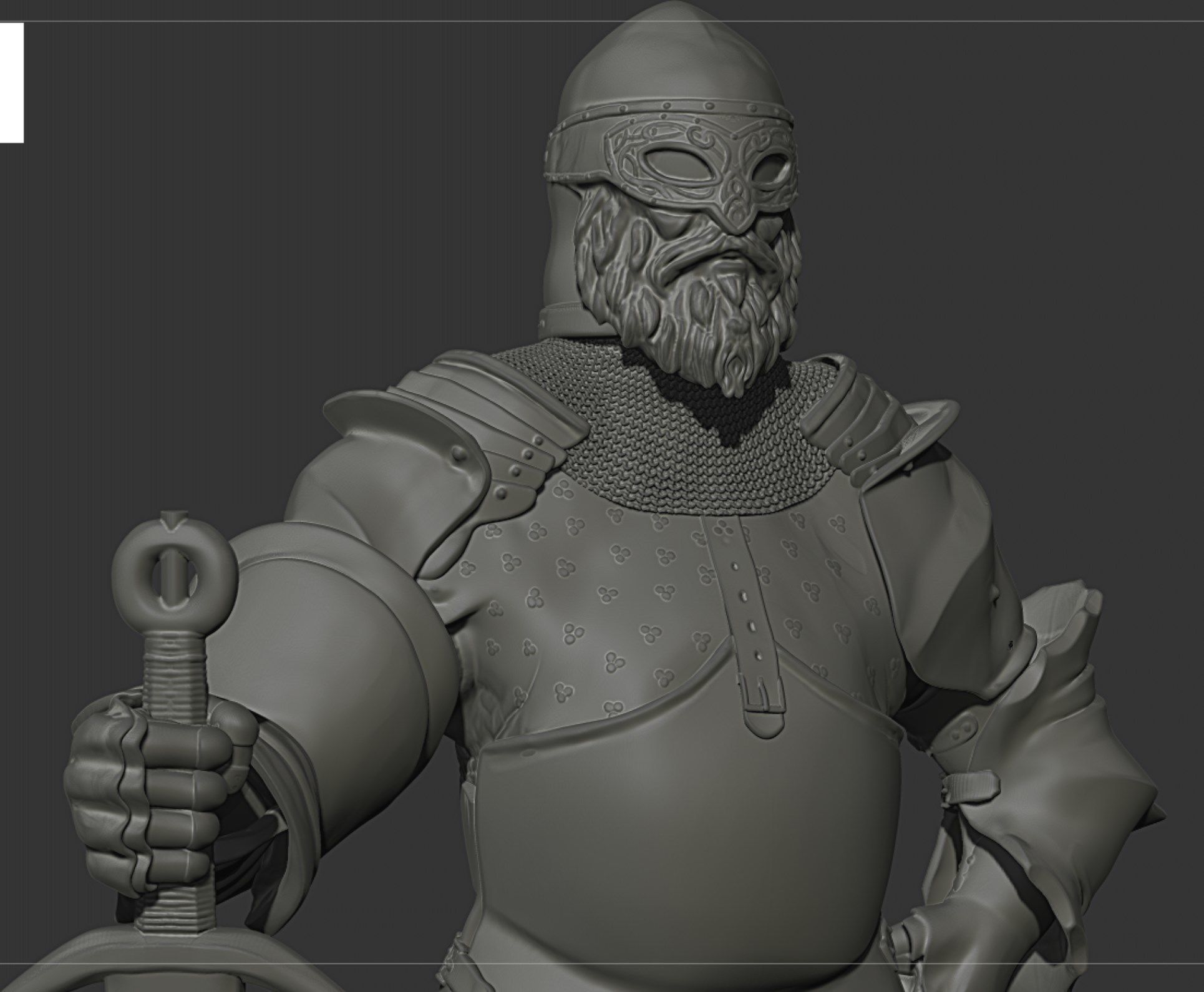 Mediveal Knight warrior one hand sword figurine for 3d print  3D print model_3