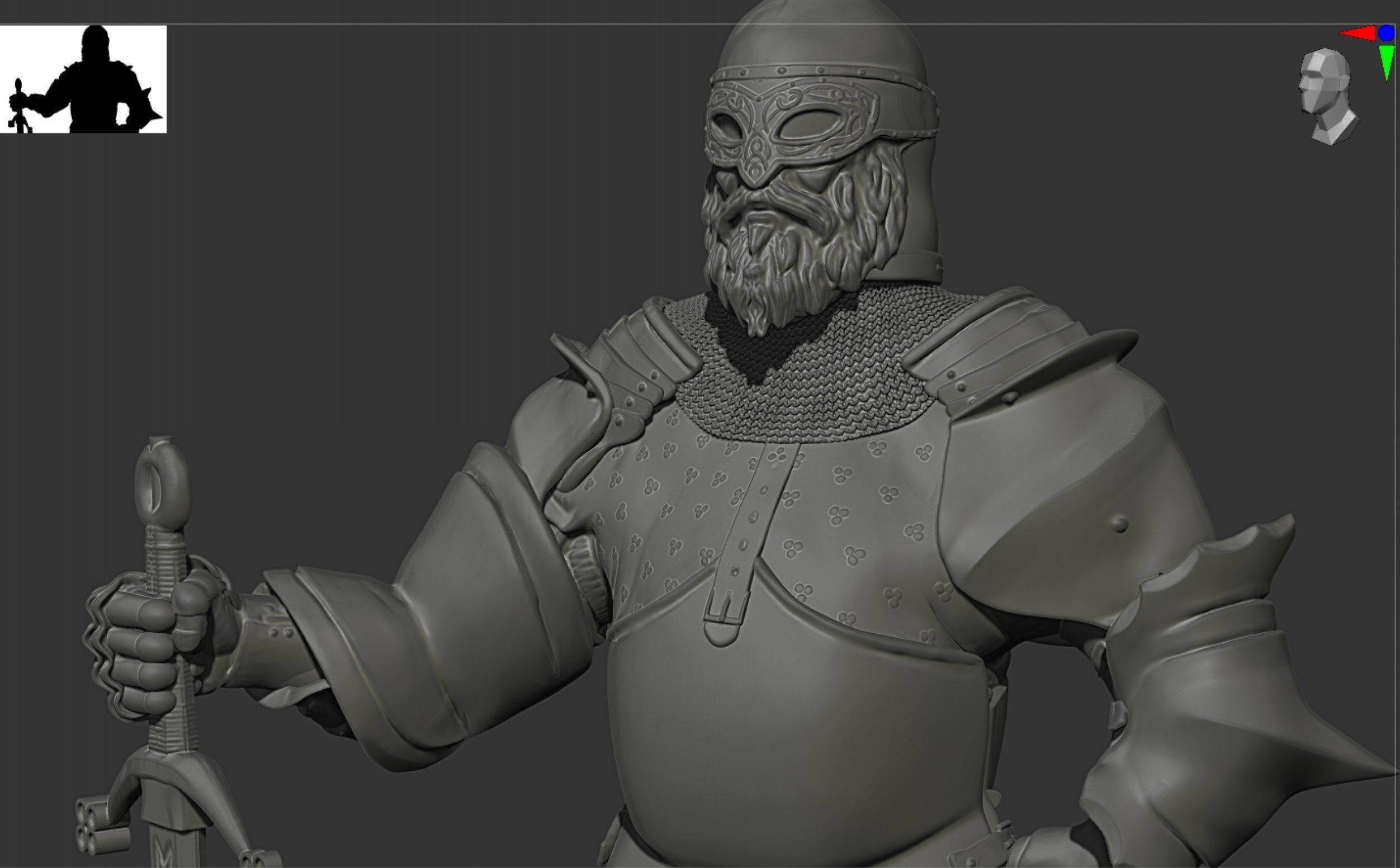 Mediveal Knight warrior one hand sword figurine for 3d print  3D print model_2