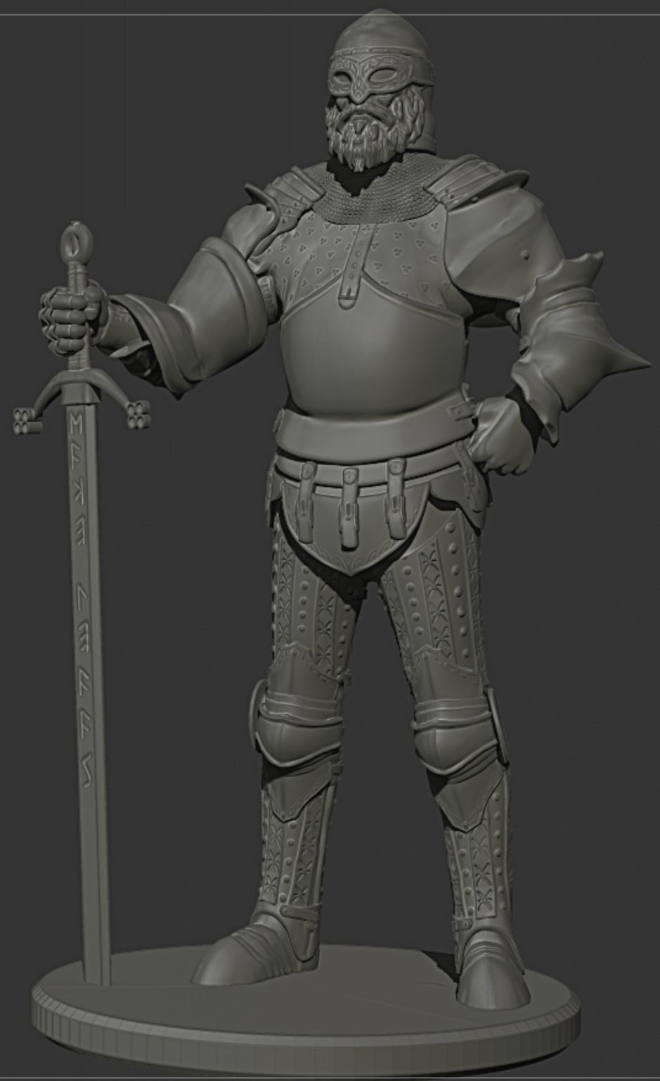 Mediveal Knight warrior one hand sword figurine for 3d print  3D print model_1