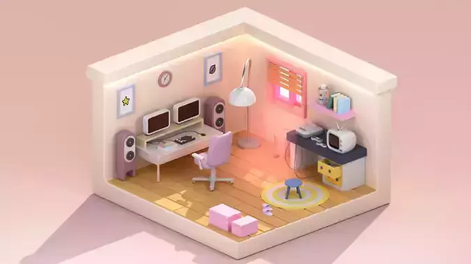 Unveiling the Retro-Modern Isometric Room