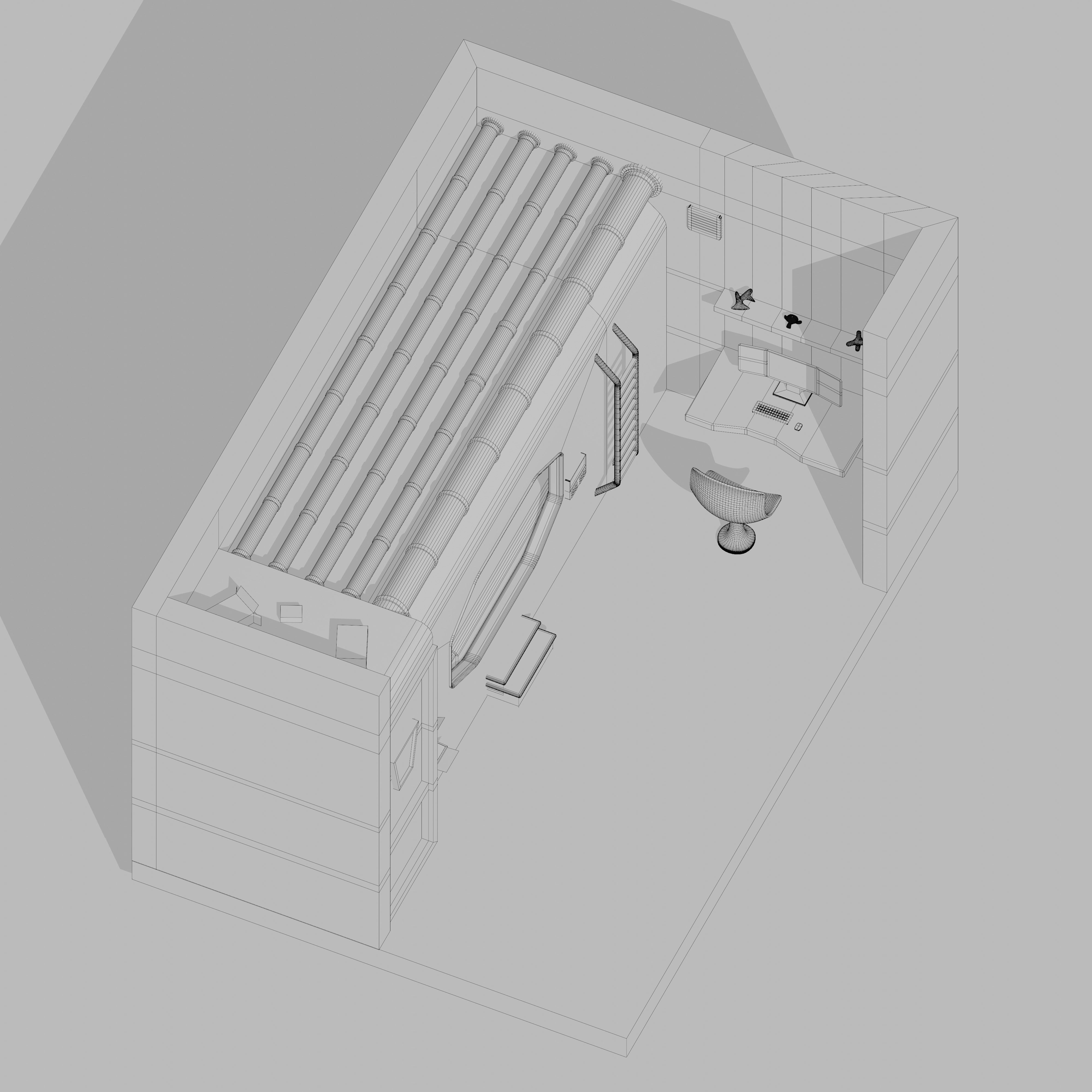 Low Poly Sci-fi Room Free low-poly 3D model_6