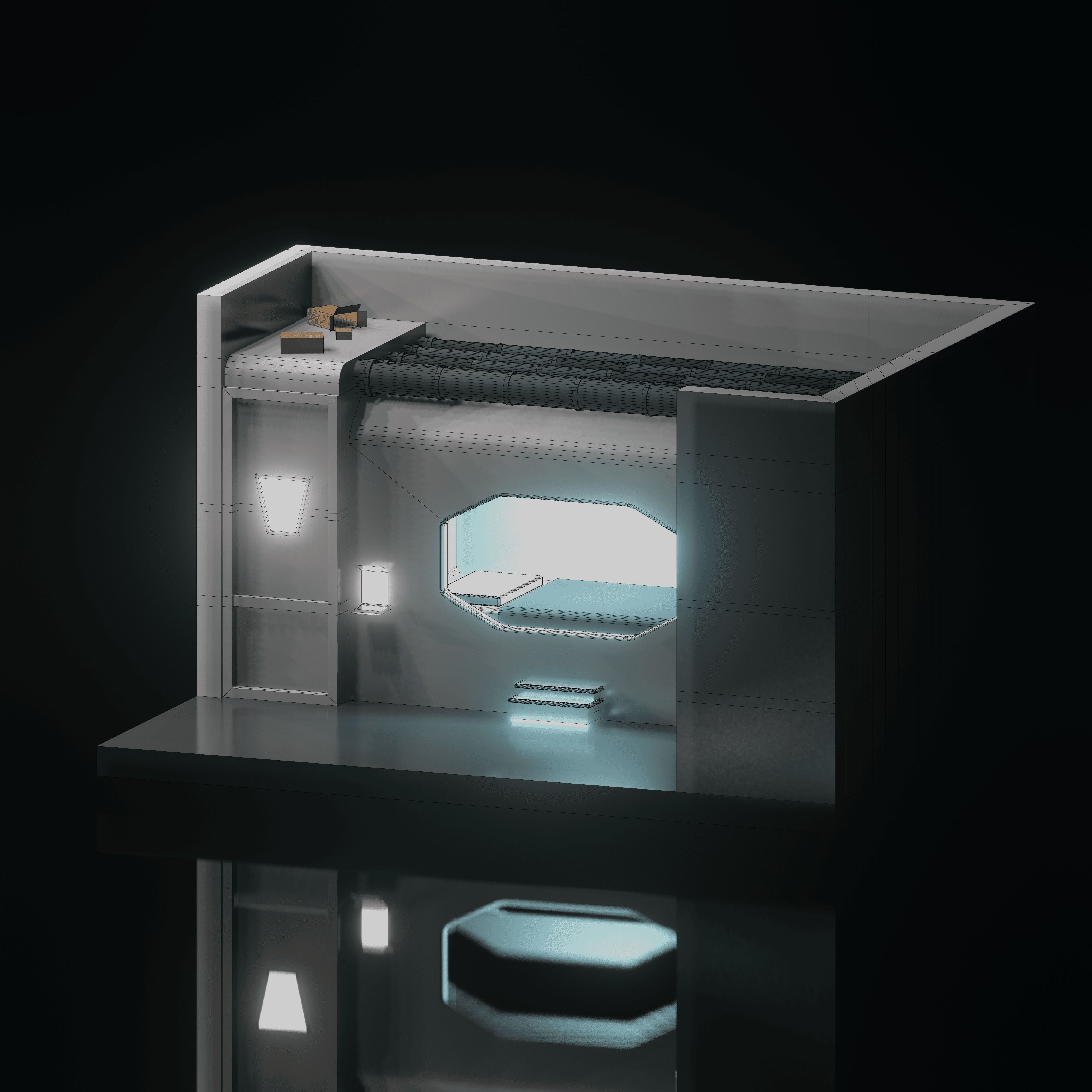 Low Poly Sci-fi Room Free low-poly 3D model_8