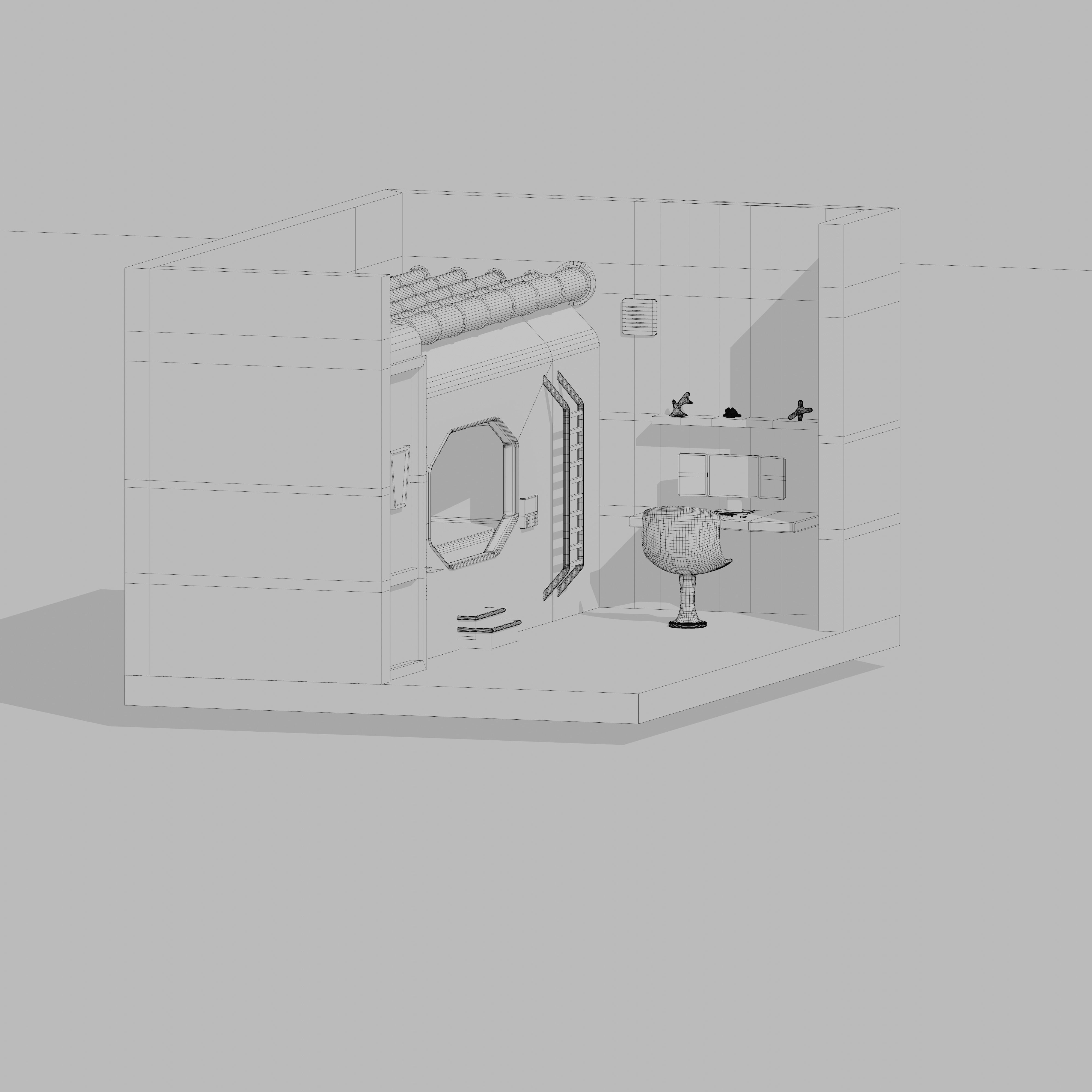 Low Poly Sci-fi Room Free low-poly 3D model_2