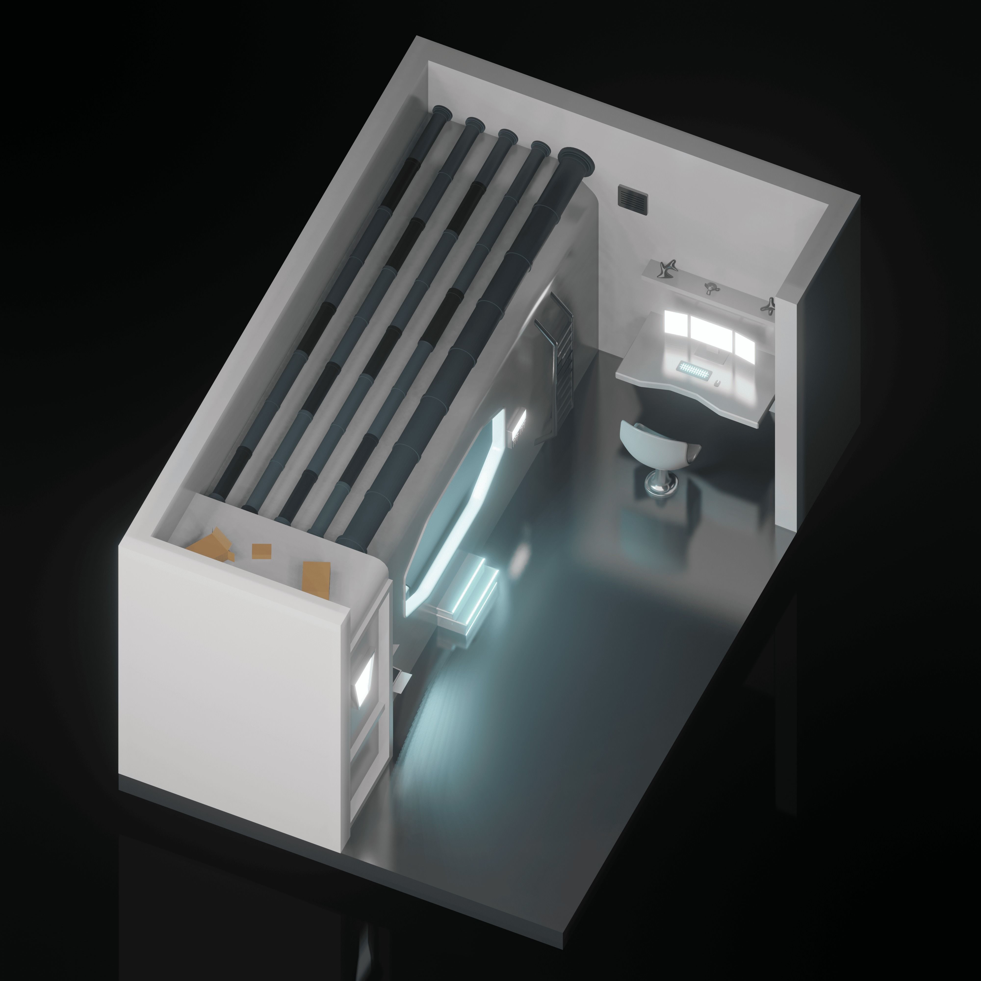 Low Poly Sci-fi Room Free low-poly 3D model_4