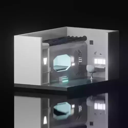 Low Poly Sci-fi Room Free low-poly 3D model