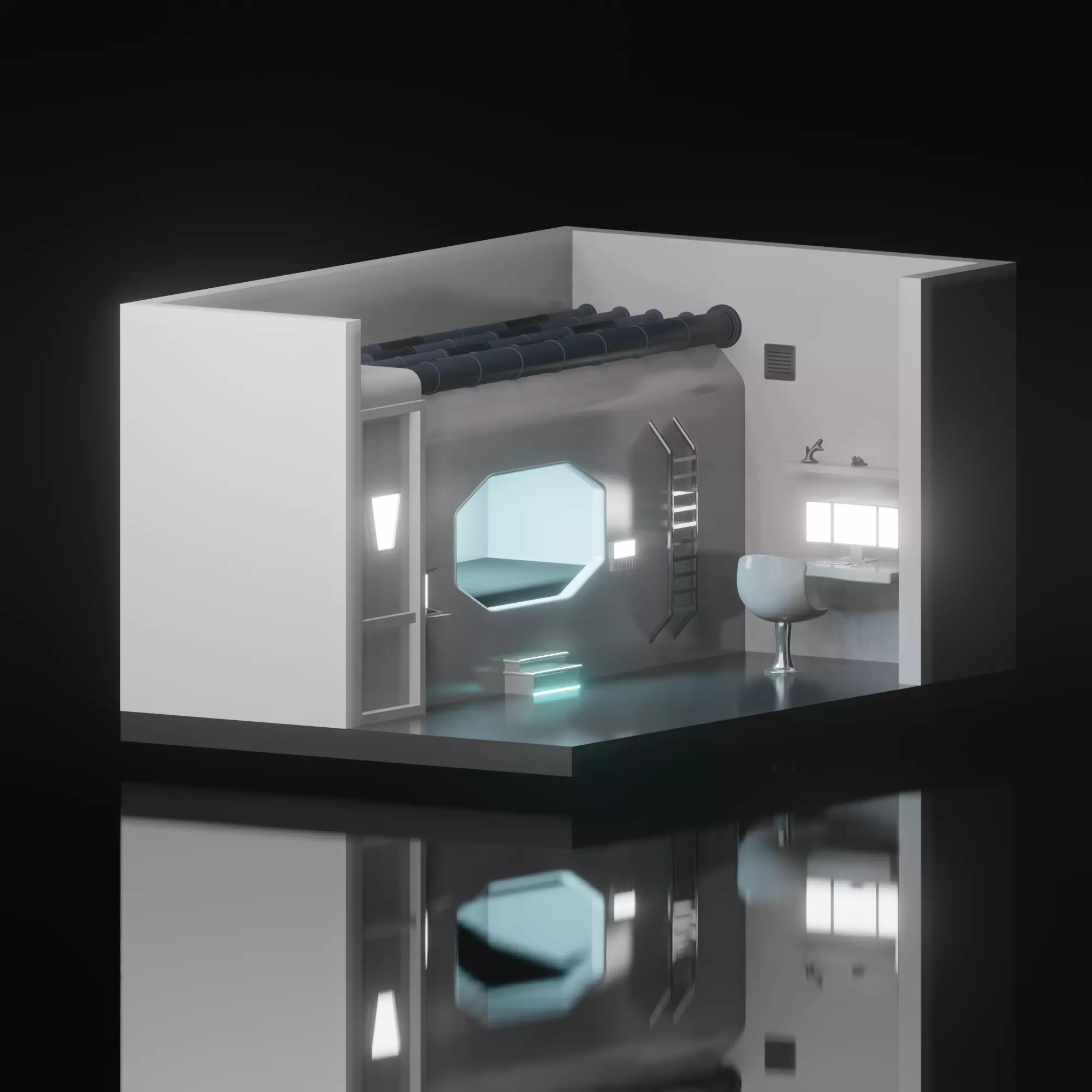 Low Poly Sci-fi Room Free low-poly 3D model_0