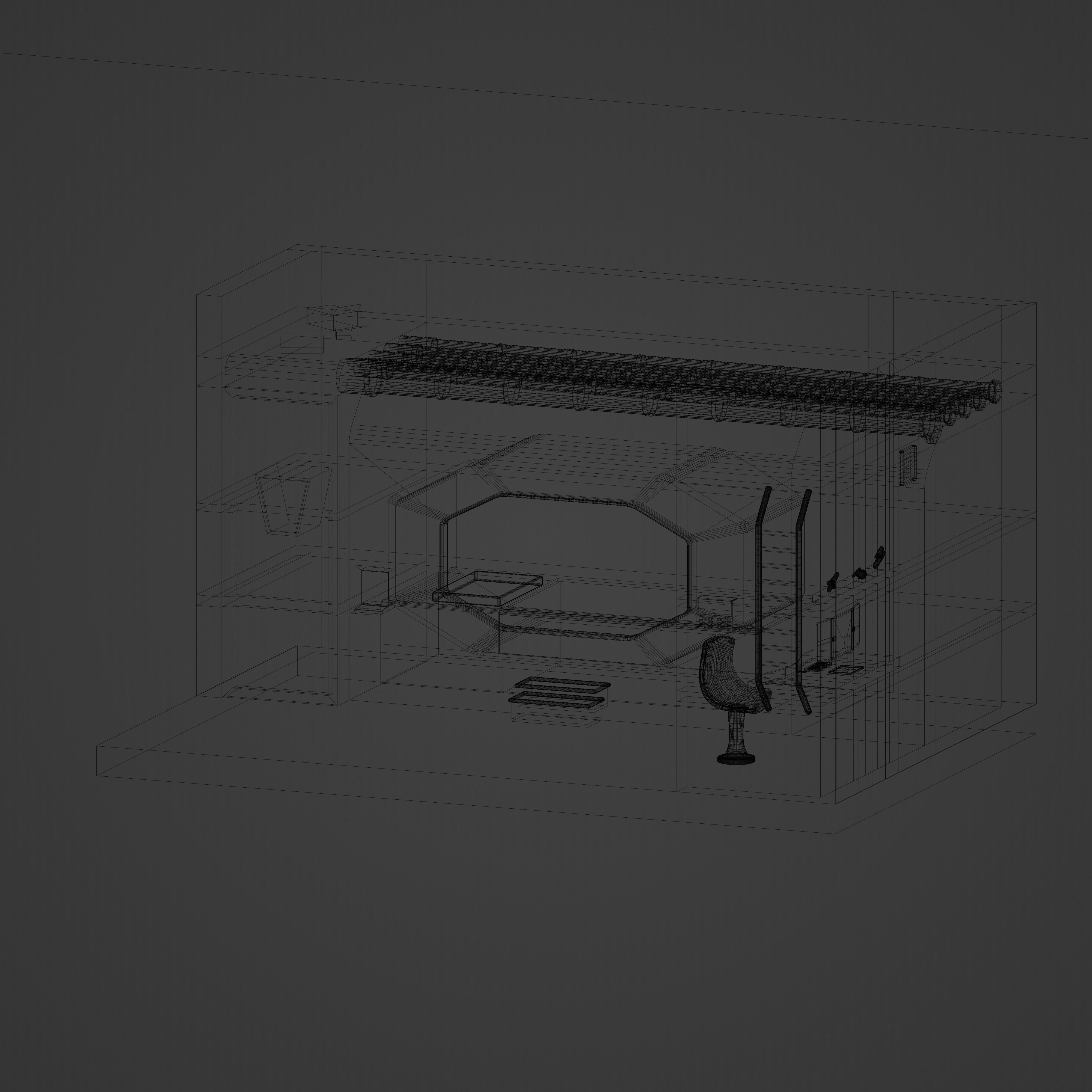 Low Poly Sci-fi Room Free low-poly 3D model_9